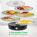 NutriChef Electric Countertop Food Dehydrator - Professional Multi-Tier Food Preserver - Dehydrates Fish, Meats, Mushrooms, Fruits & Vegetables - 5 Easy to Clean Stackable Trays., One Size, Black