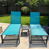 PURPLE LEAF Pool Chaise Lounge with Wheels, Fade-Resistant, Turquoise Blue