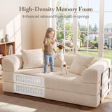 Cloud Boneless Convertible Floor Sofa Bed, 70" 5-in-1 Foldable Compressed Loveseat Lounge Sleeper 2 Seater Couches, High-Density Sponge & Corduroy Fabric Futon Daybed for Living Room Bedroom(Beige)