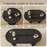 41-78 Inch Extendable Dining Table for 4-8, Fluted Expandable Kitchen Table with Storage, 2 Leaf
