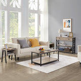 Yaheetech 39.5" 2-Tier Coffee Table with Storage Shelve, Industrial Gray Coffee Table, Easy Assembly, Wooden Center Tables for Living Room & Small Space, Gray