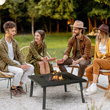 34" Fire Pit with Grill, Metal Outdoor Wood Burning Firepit with Spark Screen, Fire Poker, Cover, Table Lip, Black Outsunny