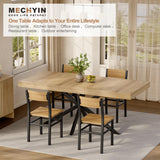 Wood Expandable Dining Table with Hidden Leaf & Storage, Space Saving, For Kitchen Dining Living Room