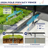Windscreen4less Outdoor Privacy Fence Screen, 6'x12' Freestanding Privacy Fencing Set with Iron Poles and Ground Spikes