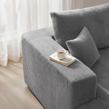 Modular Sectional Sofa with Ottoman, 79" L-Shaped Cloud Couch, Gray