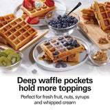 Non-Stick Belgian Waffle Maker with Indicator Lights, Makes 4 4" x 5" Mini Waffles, Hashbrowns Hamilton Beach