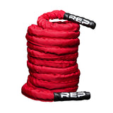 REP Battle Ropes - PolyDacron Battle Rope for Strength and Conditioning Workouts – 1.5" and 2" Diameter, 30ft, 40ft, 50ft Lengths with Optional Cover Sleeve (Red with Sleeve, 1.5 x 30 ft)