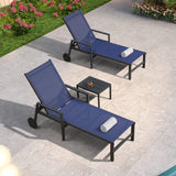 PURPLE LEAF Pool Chaise Lounge, Aluminum 2-Piece Set with Armrests, Navy