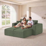 Modular Sectional Sofa Bed with Ottoman, 79" Boneless Cloud Couch, Green