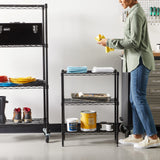 Amazon Basics 3-Shelf Adjustable Heavy Duty Steel Wire Rack Storage Shelving Organizer with Storage Space, Versatility and Ease of Use for Kitchen, Garage, 23.2" L x 13.4" W x 30" H, Black