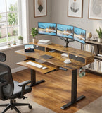 55" x 26" Electric Standing Desk with 2 Drawers & 26.7" Large Keyboard Tray, C-Clamp Mount Compatible