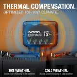 NOCO Genius GENPRO10X4: 4-Bank, 40A Onboard Battery Charger - 10A Per Bank, 12V Waterproof Marine Charger with Overcharge Protection & Temperature Compensation – for Lead-Acid & Lithium Batteries