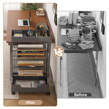 UMDONX Modern Mobile Book Cart Single-Sided Rolling Bookshelf with Metal Top & Base, Premium Snap-in Shelves, Heavy Duty & Elegant Storage, Gray