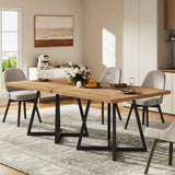 Tribesigns Square Dining Table Set of 4, 31.5" Modern Dinner Table with Metal Base, Kitchen Table for Dining Room, Small Space, Apartment, Natural & Black (Chairs are not Included)