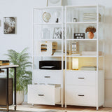 Industrial Bookcase with File Cabinet Drawers, 71.6 in Tall Bookshelf 5 Tier, Freestanding Storage Home Office Cabinet Organizer