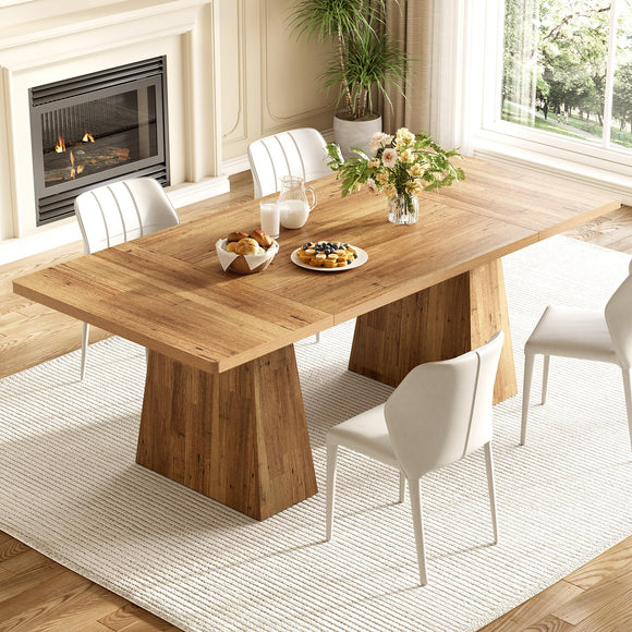 LITTLE TREE Dining Table for 6 People, Wooden Dining Table, Rectangle ...