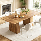 LITTLE TREE Dining Table for 6 People, Wooden Dining Table, Rectangle Table with Heavy Duty Legs, Modern Dining Table for Kitchen, Dining Room, Light Brown
