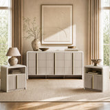 ModernMate Fluted 9 Drawer Dresser for Bedroom, 64.2" Wide White Chest of Drawers, Modern Wood Storage Cabinet with Metal Handles, Anti-Tip Clothes Organizer, Grey