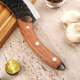 Zoxa Hakai Chef Cleaver Knife – Full Tang High Carbon Stainless Steel Butcher Knife with Ergonomic Rosewood Handle & Leather Sheath – Sharp Meat Cutting Knife for Kitchen, Camping & BBQ