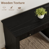 Fluted Home Office Desk with Storage, Modern Executive Desk with Charging Station,