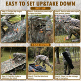 Hunting Blind for 3-4 People, 288 Degree See Through Hunting Ground Blind with Silent Zipper Pop Up Ground Blinds Portable Resilient Hunting Tent for Deer Hunting Hunthor