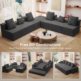 Living&Giving 128" U-Shaped Cloud Sectional Couch for Living Room, Cloud Boneless Couch-No Assembly with Reversible Chaise, Customizable 4-Seat Modular Sectional Sofa with 3 Ottoman,Dark Grey