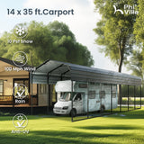 PHI VILLA 14X35 RV Carport, Metal Carports Canopy Heavy Duty Car Garage