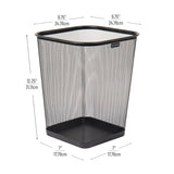 Mind Reader Mesh Trash Can, Waste Paper Basket, Square, Office, Metal Mesh, 9.75" L x 9.75" W x 12.25" H, Set of 4, Black
