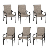 MFSTUDIO Patio Dining Chairs Set of 6, Brown Textilene Mesh Fabric
