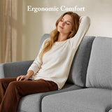 Busaurus 3 Seater Sofa Couch with Deep Seats, 89" Mid Century Modern Upholstered Sofa with Armrests, Comfy Couches for Living Room, Bedroom, Apartment and Office, Linen Light Grey
