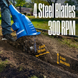 Westinghouse 6-Inch, 2.5 Amp Corded Electric Mini Tiller Cultivator for Gardening, Lightweight, 4 Steel Blades