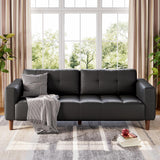 GarveeHome 3-Seater Sofa Couch, 83" Wide Faux Leather Couch with Deep Seats