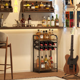 mall Liquor Bottle Holder with 8-Bottle Wine Rack Mini Wine Bar Cabinet Corner Whiskey Display Shelf Bosimeca