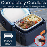 LunchEAZE XL Cordless Heated & Electric Lunch Box – Battery-Powered, 6-Cup Capacity, 220°F, Automatic Scheduled Heating, Insulated Bag for Hot Meals Anywhere