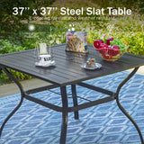 PHI VILLA 4 Pcs Outdoor Dining Set, Square Metal Table&10ft Umbrella