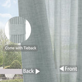 Macochico 150”Wx96”L Pinch Pleated Sliding Door Curtains with Hooks and Tieback, Natural Linen Drapes for Patio Doors Living Room Bedroom Home Office Divider with Tieback, Moss, 1 Panel