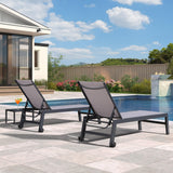 PURPLE LEAF Patio Chaise Lounge 4 Pieces with Wheels, Aluminum, Light Grey