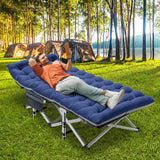 ABORON Folding Camping Cot W/Mat for Adults, Heavy Duty Outdoor Bed with Carry Bag,1200 D Layer Oxford Travel Camp Cots ABORON