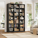 H Triple Wide Bookshelf and Bookcase, 7 Tier Tall Bookshelf with Storage, Large Bookcase with 21 Open Display Storage Shelves, Wood Book Shelf