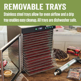 LEM Products BigBite 16-Tray Stainless Steel Dehydrator, Food Dehydrator for Beef Jerky, Meat, Vegetables, and Fruits, Includes Dryer Machine and 16 Trays, Silver
