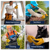 Long Garden Gloves for Men and Women - Breathable Canvas and Thorn Proof Leather Gardening Gloves (Large)