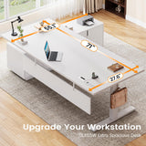 SEDETA 71" Executive Large L Shaped Electric Standing Desk, White