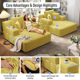 RENDGO 97 Inch Double Chaise Lounge Chair Indoor, Yellow