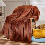 NEWCOSPLAY Super Soft King Blanket Coffee Premium Silky Flannel Fleece Leaves Pattern Lightweight Bed Blanket All Season Use (Coffee, King(90"x110"))