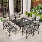 SUNSHINE VALLEY 9pc Patio Dining Set, 57.5" Square Table, Textilene Chairs