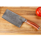 SUNLONG Meat Cleaver 7 inch Chinese Vegetable Cleaver -Japanese Hammered Damascus Steel-Bloodwood Handle