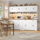 HOSTACK 75" Tall Kitchen Pantry Storage Cabinet, 45" W Hutch Cabinet, White