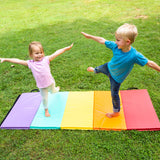 HearthSong 5-Panel Colorful Rainbow Folding Kids' Gymnastics Tumbling Mat for Active Play, with Carrying Handles, 77 Inches Long x 30 Inches Wide HearthSong