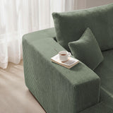 115" Modular Sectional Sofa, 3-Seater Boneless Cloud Couch, Green