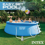 Intex Easy Set 15 ft x 48in Above Ground Pool Set, Round Inflatable Swimming Pool with 1000 GPH Cartridge Filter Pump, Ladder, Cover, & Ground Cloth